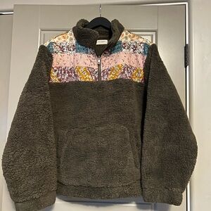 Lucky Brand 1/2 Zip Quilted Sherpa Pullover